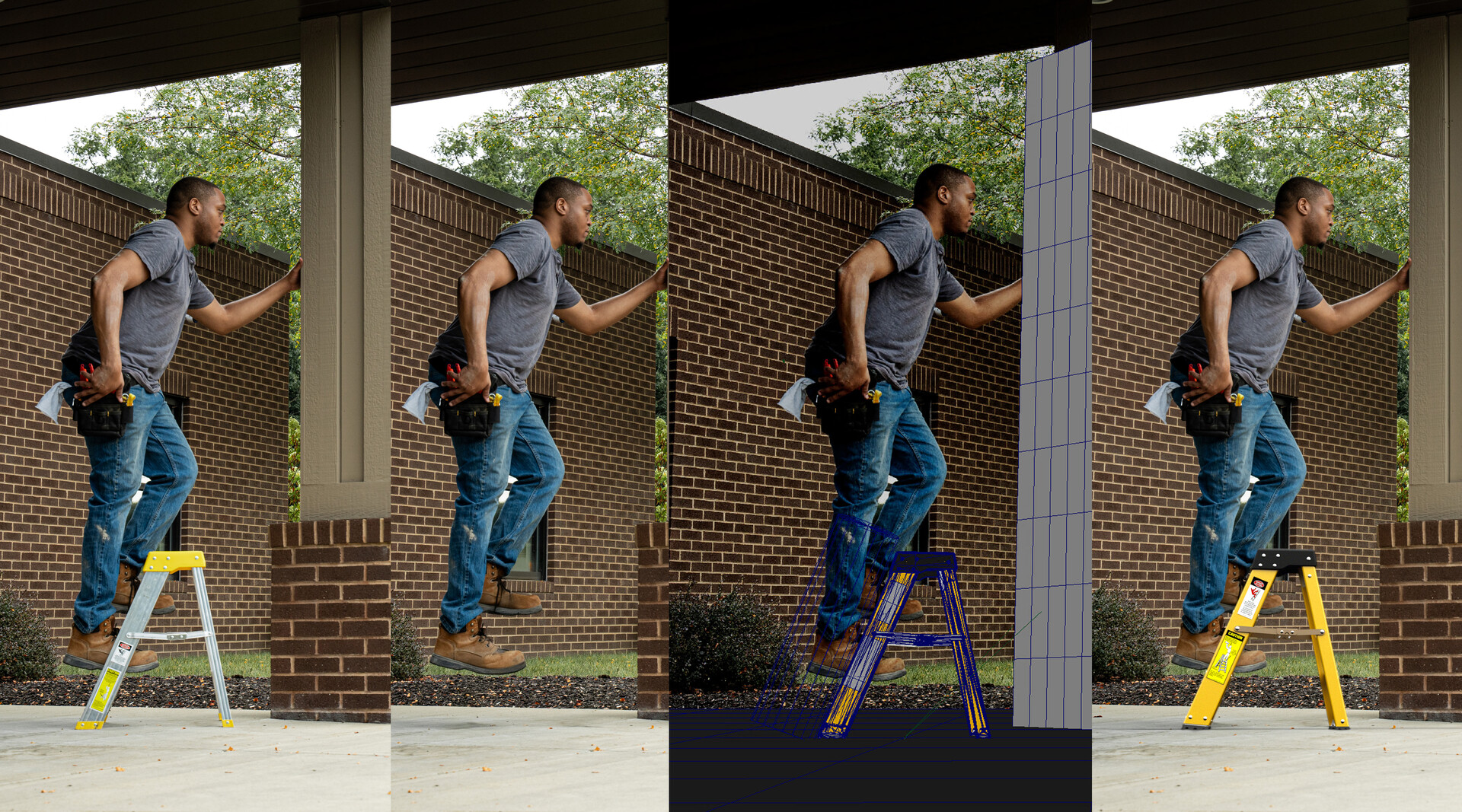 Climbing lifestyle shot, CG product replacement workflow