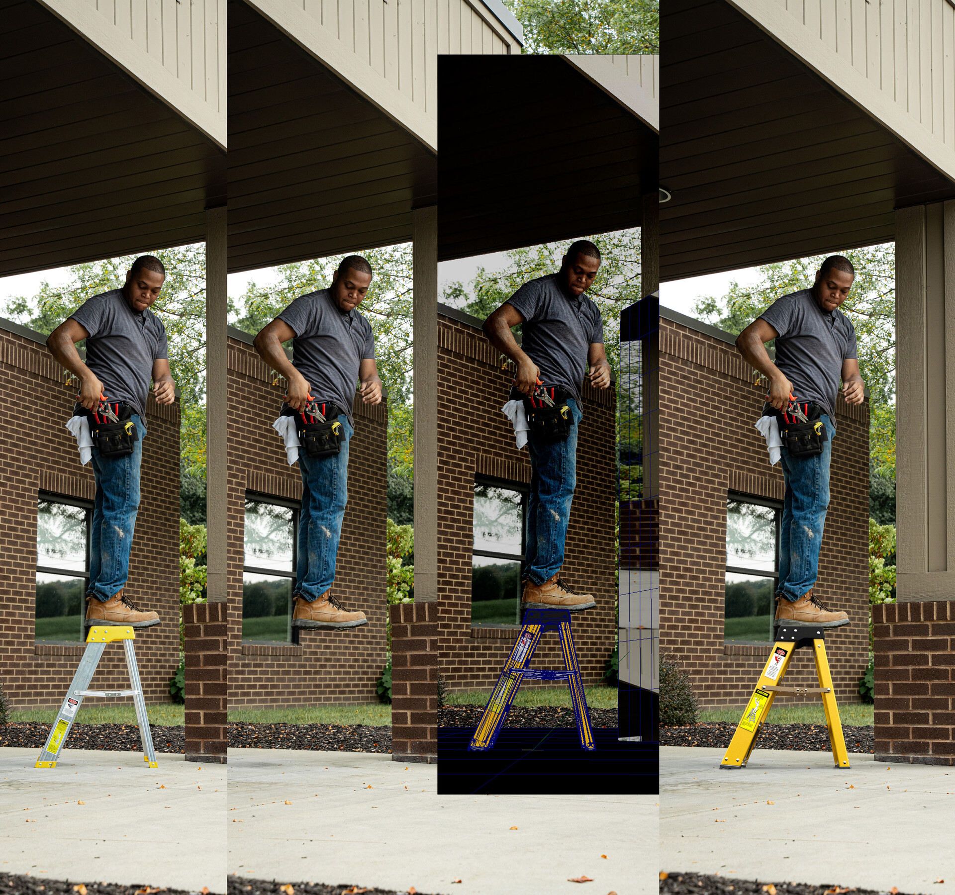 Standing lifestyle shot, CG product replacement workflow
